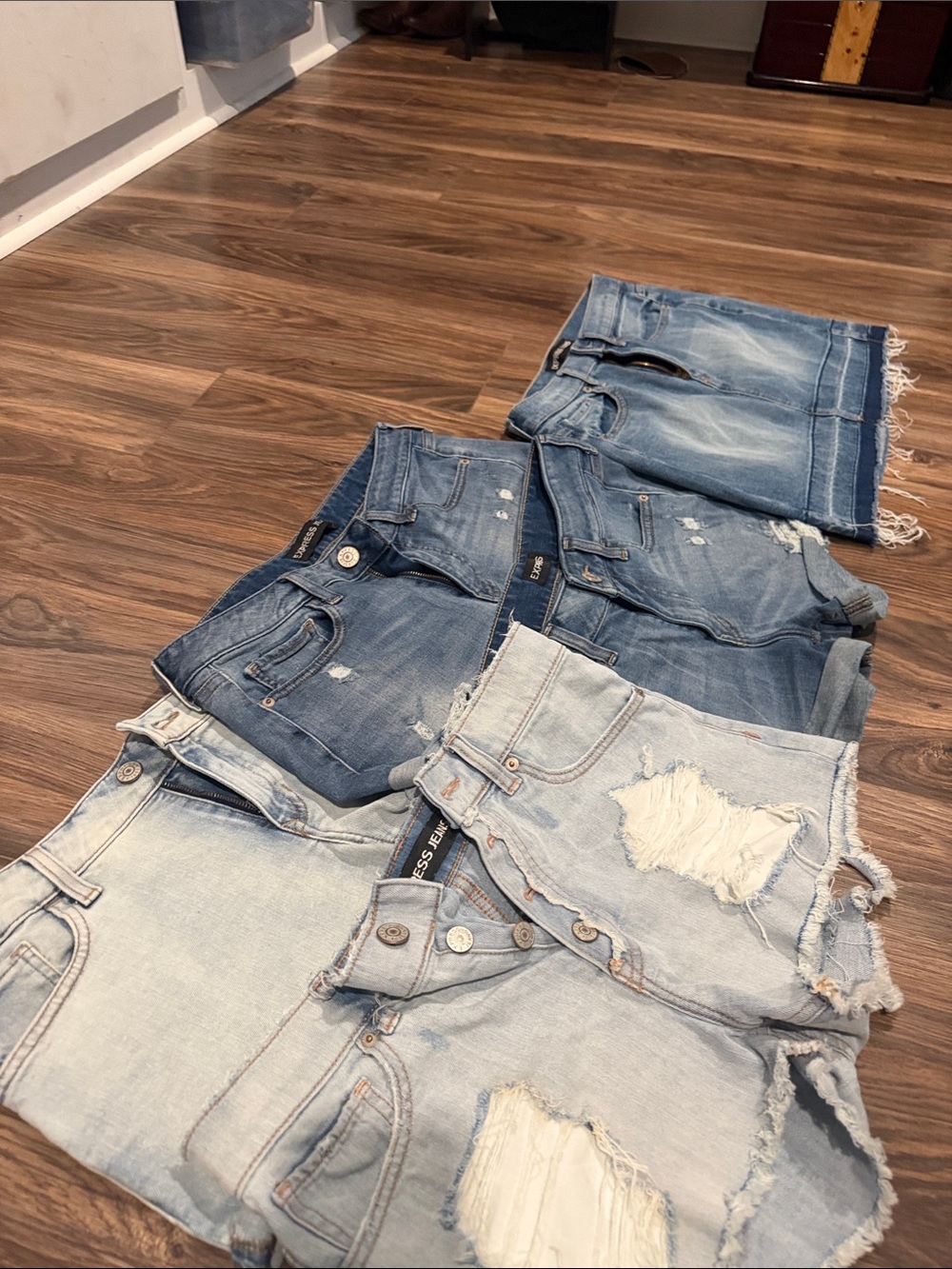 Express Women's Distressed Denim Jean Shorts - Light & Medium Wash
